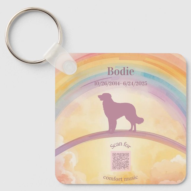 Golden Retriever Memorial Keychain Rainbow Bridge Nyckelring (Framsida)
