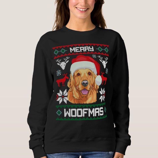 Golden Retriever Merry Woofmas Sweat Hund jul T Shirt (Framsida)