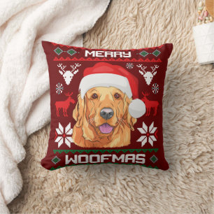 Golden Retriever Merry Woofmas Sweatshirt Hund Kudde