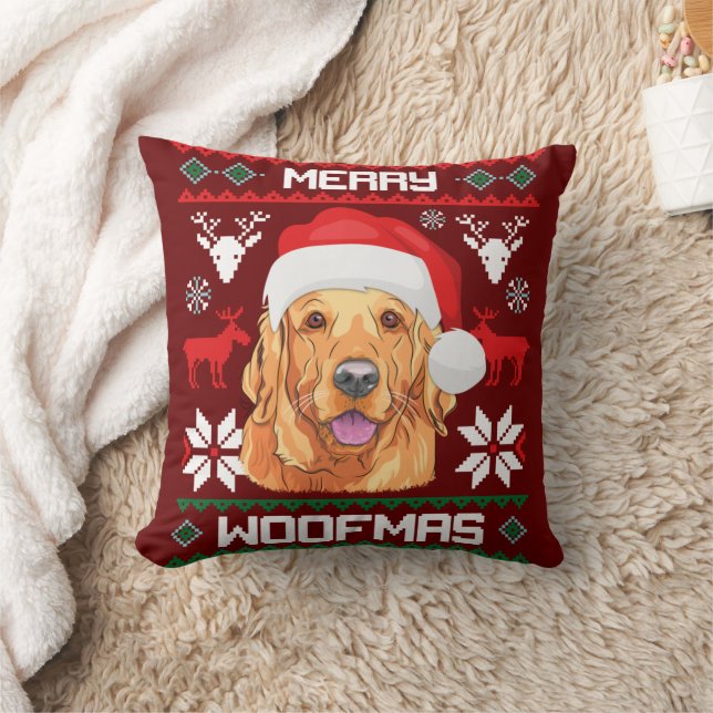 Golden Retriever Merry Woofmas Sweatshirt Hund Kudde (Filt)