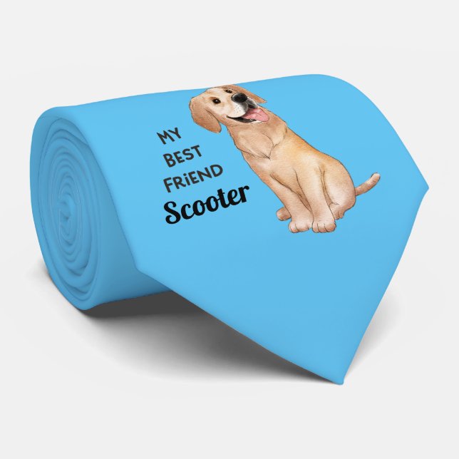 Golden Retriever Min Bästa Vän Anpassat Namn   Slips (Rullad)