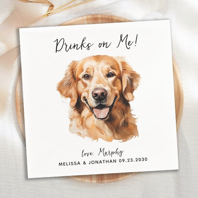 Golden Retriever Modern Hund Bröllop Cocktail Pappersservett (Skapare uppladdad)