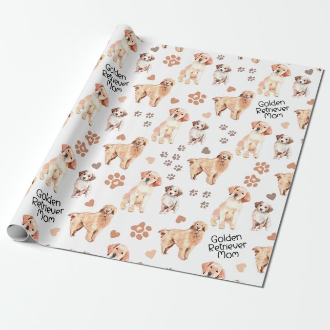 Golden Retriever Mom Pattern Presentpapper (Utrullad)