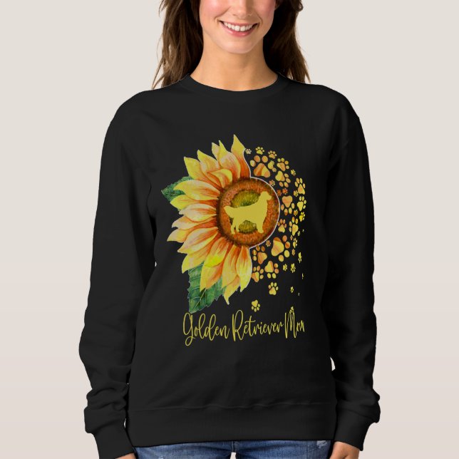 Golden Retriever Mom Sunflower Dog Paw Mother s Da T Shirt (Framsida)