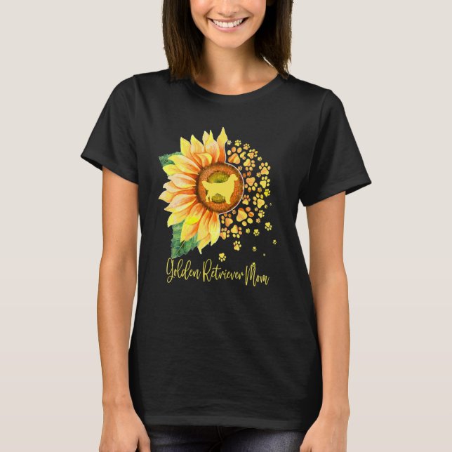 Golden Retriever Mom Sunflower Dog Paw Mother s Da T Shirt (Framsida)