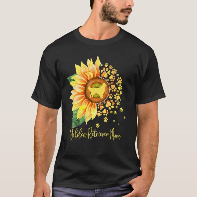 Golden Retriever Mom Sunflower Dog Paw Mother s Da T Shirt (Framsida)