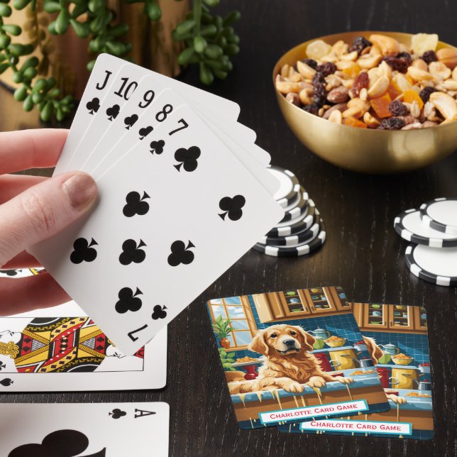Golden Retriever Monogram Go Fish Game Spela Casinokort (På plats)