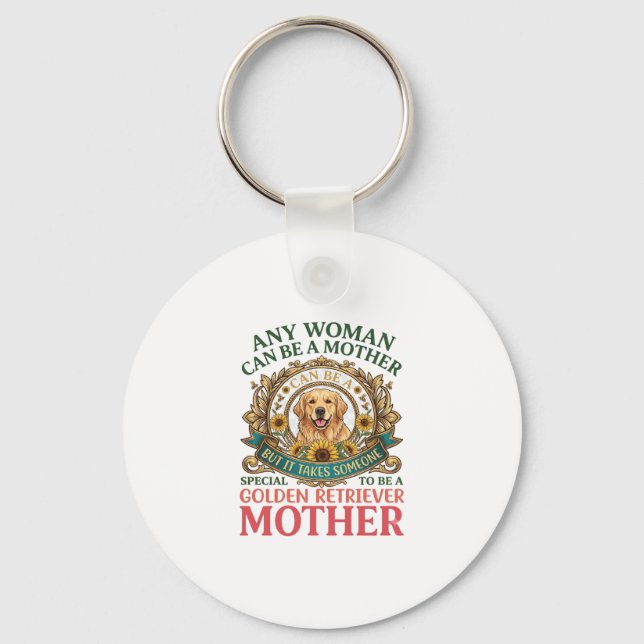 Golden Retriever Morhund Solrosor Bin_1 Nyckelring (Framsida)