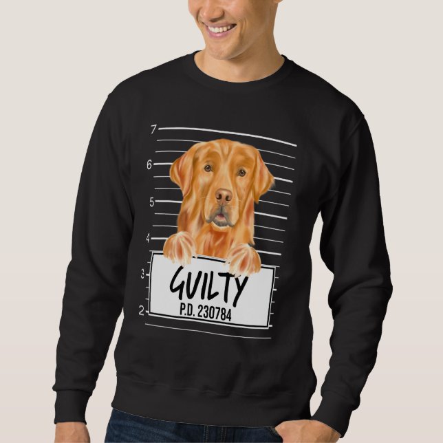 Golden Retriever Mugshot Skyldig Hund Lång Ärmad Tröja (Framsida)