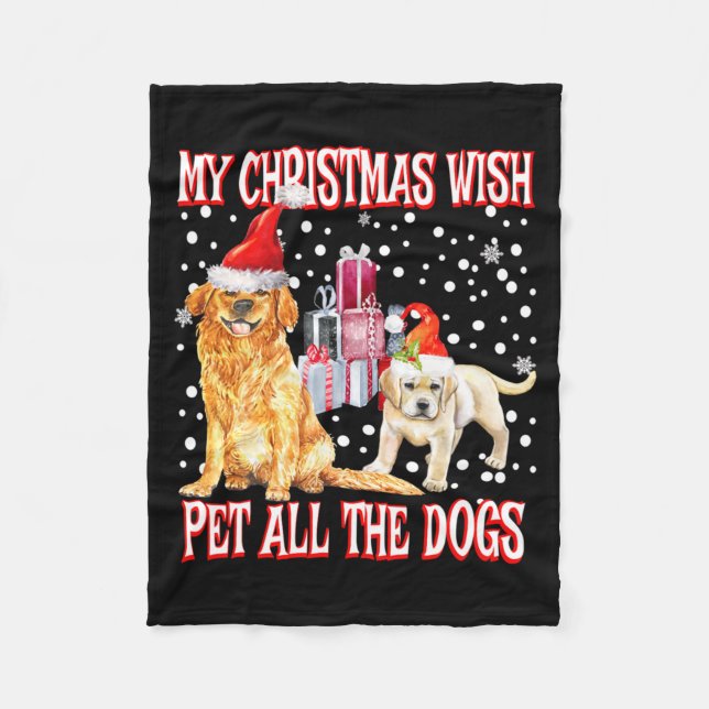 Golden Retriever My Christmas Wish Pet All The D  Fleecefilt (Framsidan)