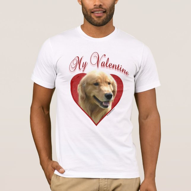 Golden Retriever My Valentine T Shirt (Framsida)