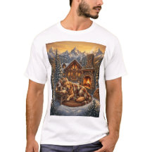 Golden Retriever Mysig Stuga T-Shirt