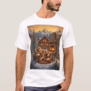 Golden Retriever Mysig Stuga T-Shirt