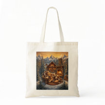Golden Retriever Mysig Stuga Totebag