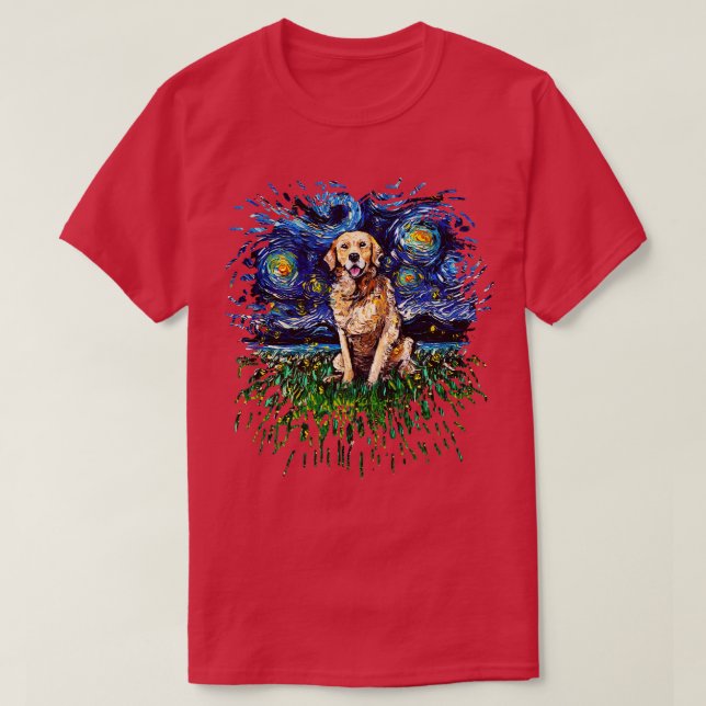 Golden Retriever Nattversion T Shirt (Design framsida)
