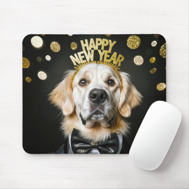 Golden Retriever Nyår Tuxedo Musmatta (Med mus)