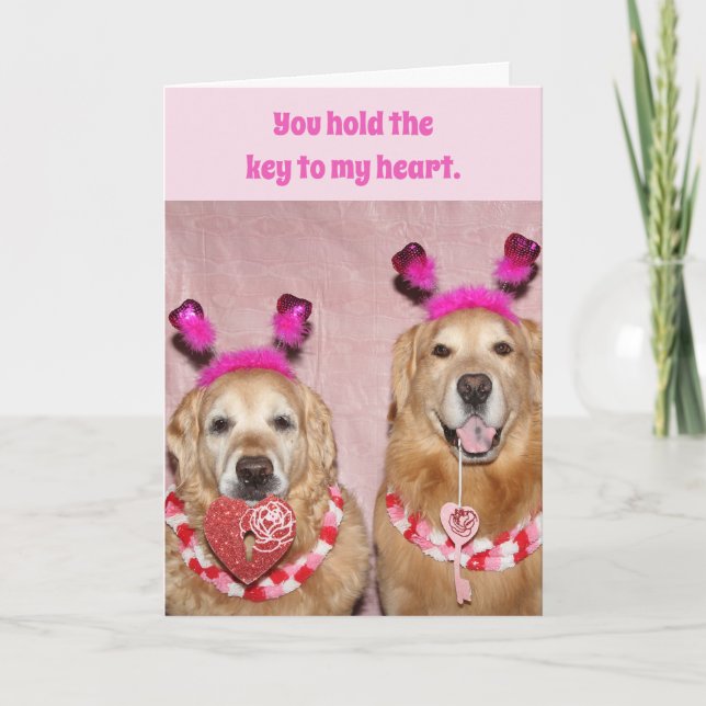 Golden Retriever Nyckel till My Heart Valentine Da Kort (Framsida)