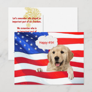 Golden Retriever och amerikansk flagga tack Vykort