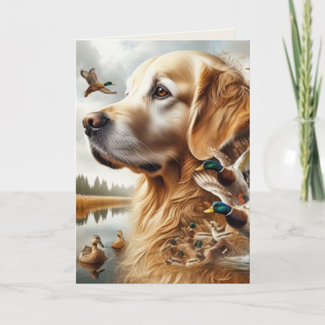 Golden Retriever och Ankor Birthday Kort (Framsida)