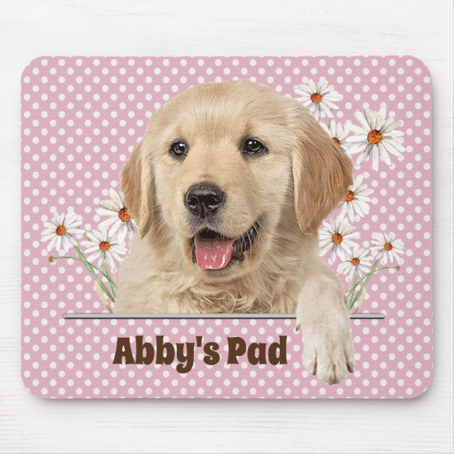 Golden Retriever och Daisy Mouse Pad Musmatta (Framsidan)