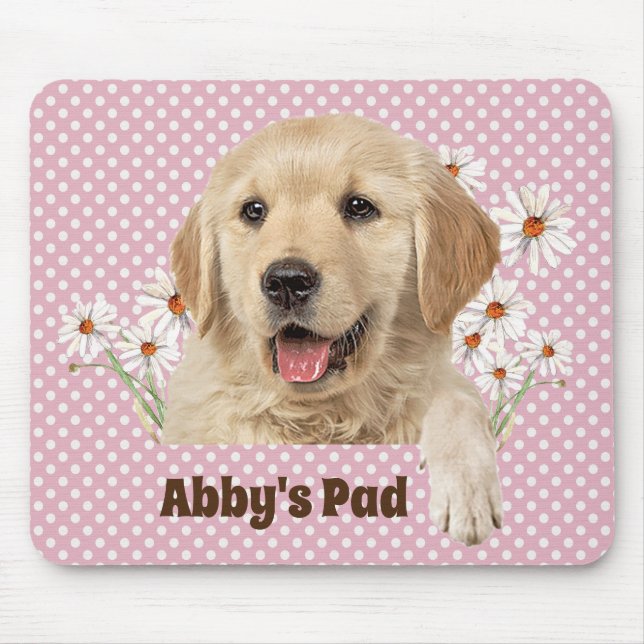 Golden Retriever och Daisy Mouse Pad Musmatta (Framsidan)