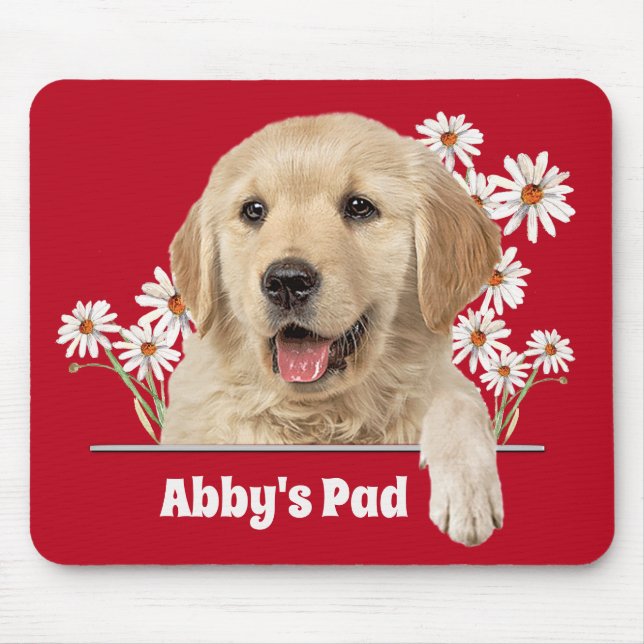Golden Retriever och Daisy Mouse Pad Musmatta (Framsidan)