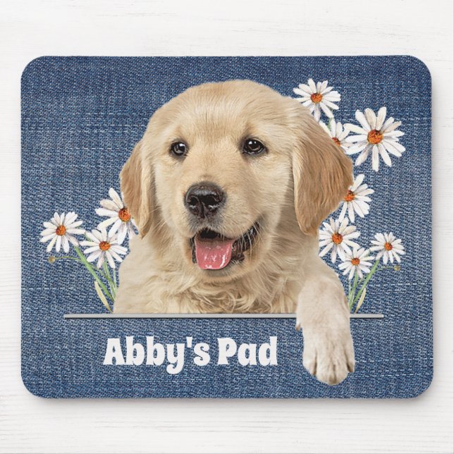 Golden Retriever och Daisy Mouse Pad Musmatta (Framsidan)