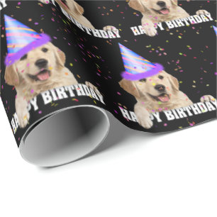 Golden Retriever och födelsedagskonfietti Presentpapper