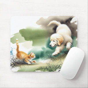 Golden Retriever och Ginger Kitten Musmatta