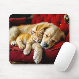 Golden Retriever och Guld Kitten Sleeping Musmatta