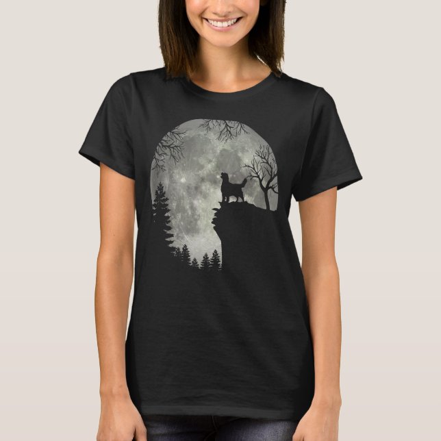 Golden Retriever och Måne Halloween Classic Monste T Shirt (Framsida)