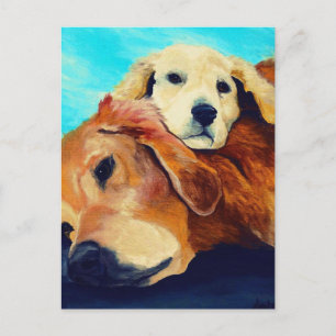 Golden Retriever och Puppy Vykort