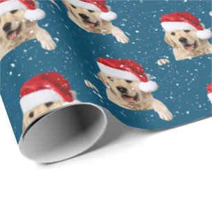Golden Retriever och Santa Hat Wrapping Papper Presentpapper