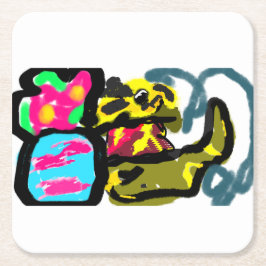 Golden Retriever och vår Underlägg Papper Kvadrat