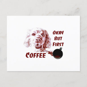 Golden Retriever okej men första kaffe Hund älskar Vykort