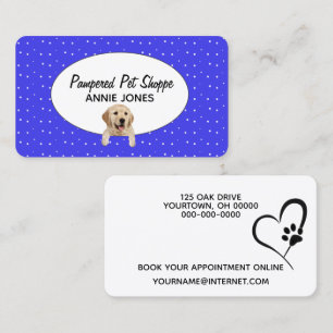 Golden Retriever on Polka dots for Pet Grooming Visitkort