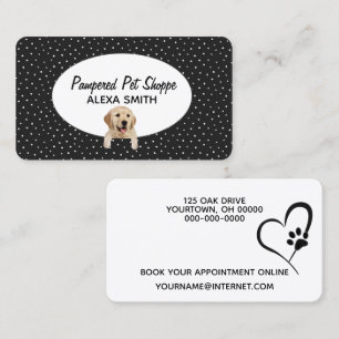 Golden Retriever on Polka dots for Pet Grooming Visitkort