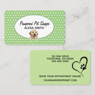 Golden Retriever on Polka dots for Pet Grooming Visitkort