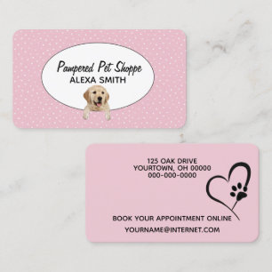 Golden Retriever on Polka dots for Pet Grooming Visitkort
