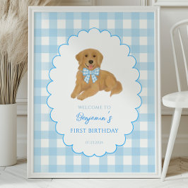 Golden Retriever One Golden Year Birthday Welcome Poster