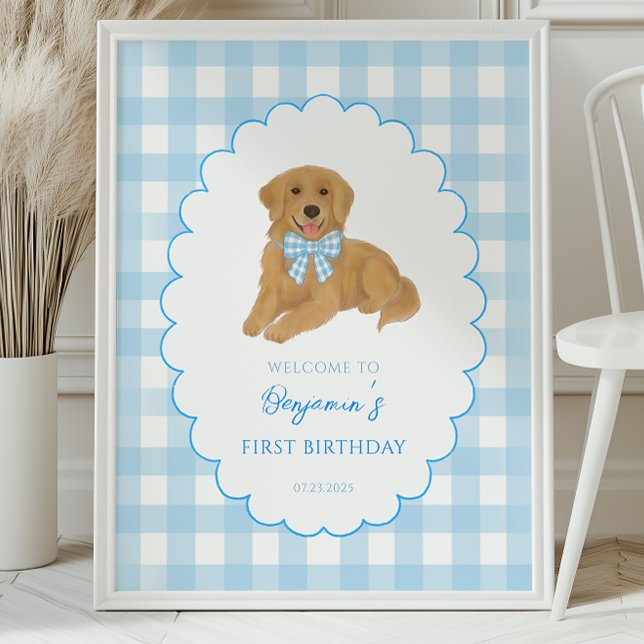 Golden Retriever One Golden Year Birthday Welcome Poster (Skapare uppladdad)
