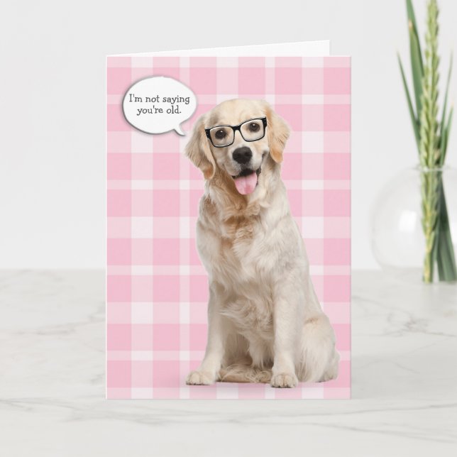 Golden Retriever på den berömda födelsedagen humor Kort (Framsida)