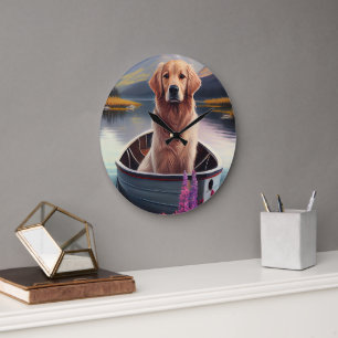 Golden Retriever på en paddel: Ett naturskönt även Stor Klocka