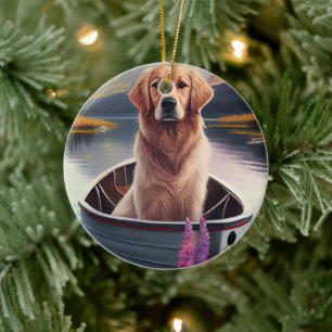 Golden Retriever på en Paddle: En kristen Äventyr Julgransprydnad Keramik