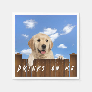 Golden Retriever på ett stängsel Pappersservett