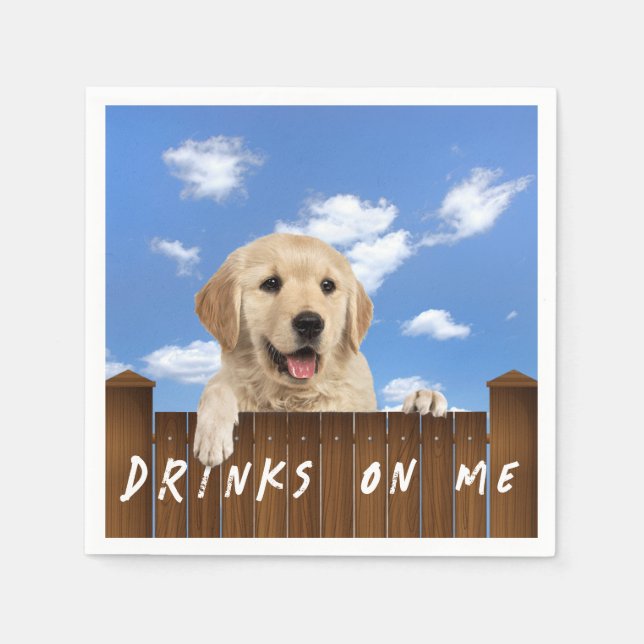 Golden Retriever på ett stängsel Pappersservett (Framsidan)