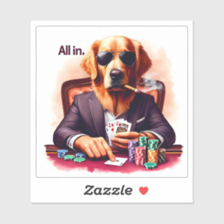 Golden Retriever på högbetespoker Klistermärken