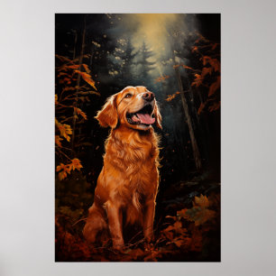 Golden Retriever på natten Poster