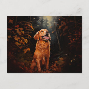Golden Retriever på natten Vykort