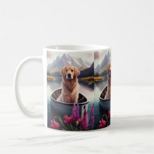 Golden Retriever på paddel: Ett naturskönt äventyr Kaffemugg